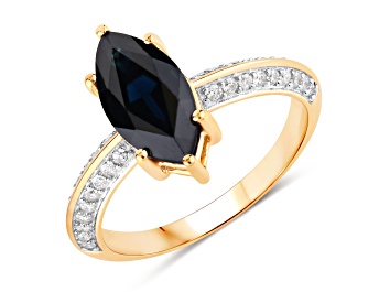 Picture of Blue Sapphire and White Diamond 10K Yellow Gold Marquise Ring 2.39ctw