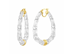 14K Yellow Gold Over Brass Chloe Bamboo Lucite Hoops