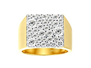 White Lab-Grown Diamond H VS2 14K Yellow Gold Over Sterling Silver Square Signet Ring 1.80ctw