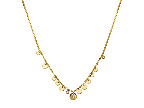 White Lab Created Sapphire 18k Yellow Gold Over Sterling Silver Necklace 0.21ctw