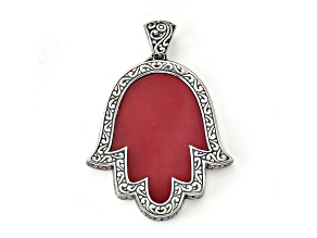 Silver Treasures by Samuel B. Coral Sterling Silver Hamsa Pendant