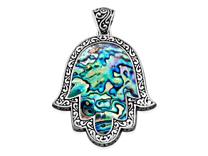 Silver Treasures by Samuel B. Abalone Shell Sterling Silver Hamsa Pendant