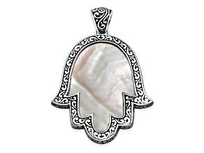 Silver Treasures by Samuel B. Mother-Of-Pearl Sterling Silver Hamsa Pendant