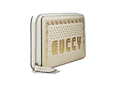 Gucci Sega Guccy Stars White Moon Gold Zipper Leather Wallet