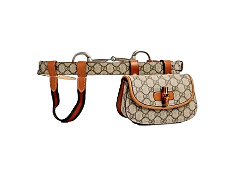 Gucci GG Supreme Monogram Web Bamboo 1947 Mini Belt Bag In Beige 75