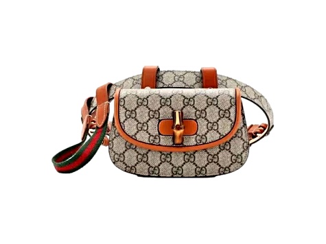 Gucci GG Supreme Monogram Web Bamboo 1947 Mini Belt Bag In Beige 75