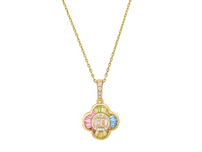 Pink, Yellow, Blue, And White Cubic Zirconia 14k Yellow Gold Over Sterling Silver Pendant 1.33ctw