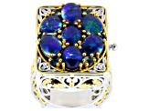 Peacock Australian Opal Triplet Rhodium & 24K Yellow Gold Over Palladium Sterling Silver Ring .43ctw