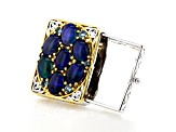 Peacock Australian Opal Triplet Rhodium & 24K Yellow Gold Over Palladium Sterling Silver Ring .43ctw