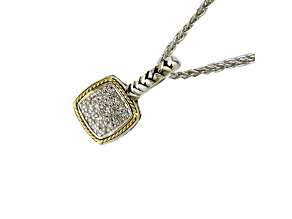 EFFY Sterling Silver w/18K Yellow Gold Over Silver Accents Diamond Pendant with Chain 0.10ctw