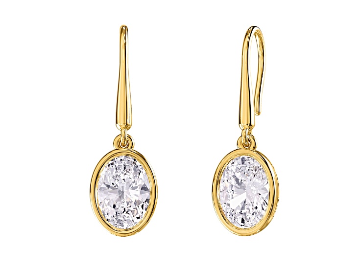 18k Vermeil Over Sterling Silver 2.4 Ct Oval Cut Lab Grown Diamond Drop Dangle Earrings