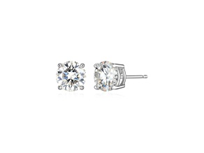 Round Moissanite Platineve Stud Earrings 2.40ctw DEW