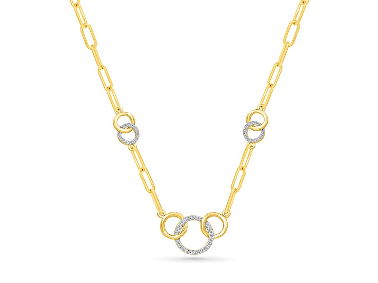 White Diamond 14K Yellow Gold Over Sterling Silver Paperclip Necklace 0.25ctw