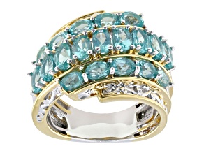 Teal Dauphin Apatite 24K Gold Over Palladium Sterling Silver Ring 3.55ctw