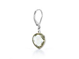 Green Heart Shape Praisiolite With Diamond Accent Sterling Silver Earrings 8ctw