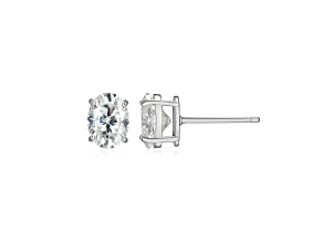 Oval Moissanite Platineve Stud Earrings 3.00ctw DEW