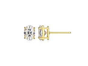 Oval Moissanite 14k Yellow Gold Over Silver Stud Earrings 3.00ctw DEW