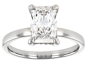 Certified Radiant Cut F VS1 and Hidden Halo Round White Lab-Grown Diamond Platinum Ring 2.10ctw