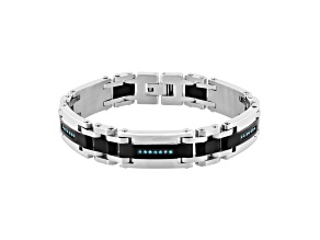 Ion-Plated Black Stainless Steel and Blue Diamond Bracelet .25ctw