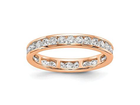 14K Rose Gold Lab Grown Diamond Polished 1 ct. Channel Set Eternity Band