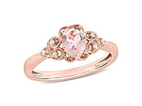 Morganite and Diamond 10K Rose Gold Filigree Ring 0.73ctw