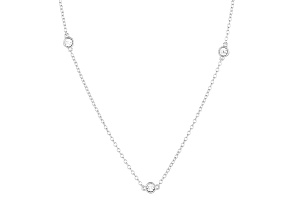 Diamond Accent Rhodium Over Sterling Silver Dot-To-Dot Chain Necklace