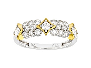 White Lab-Grown Diamond F-G VS-SI 14k Yellow Gold Over Sterling Silver Ring 0.75ctw