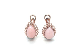 Pink Opal 14K Rose Gold Over Sterling Silver Teardrop Earrings