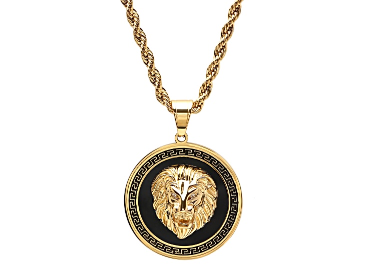 Men's 18K Gold Over Stainless Steel Cubic Zirconia Lion Head