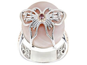 Pink Spinel Rhod/18K Gold Over Palladium Sterling Silver Ring 0.07ctw