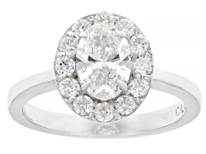 White Lab-Grown Diamond F-G VS-SI Platinum Halo Ring 1.50ctw