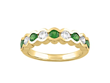 Picture of 10K Yellow Gold 0.50CTW Round Lab Created Emerald and Lab-Grown White Diamond Ring