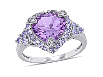 Picture of Tanzanite, Amethyst and Diamond 10K White Gold Ring 3.08ctw