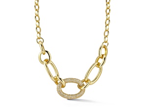 Rachel Zoe 14K Gold Over Brass Pave Cubic Zirconia Graduated Open Link Chain Necklace