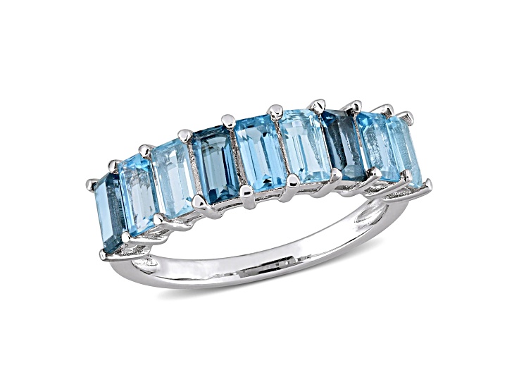 2.50ctw Sky Blue, London Blue and Swiss Blue Topaz Ring in Sterling Silver