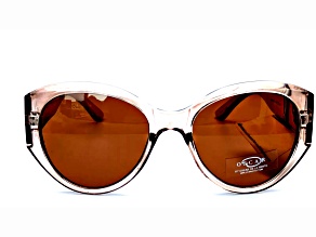 OSCAR by Oscar de la Renta Neutral Crystal Cat Eye Frame / Brown Lenses Sunglasses