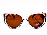 OSCAR by Oscar de la Renta Neutral Crystal Cat Eye Frame / Brown Lenses Sunglasses