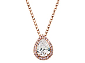 White and Pink Cubic Zirconia 14k Rose Gold Over Brass Pendant With Chain 3.69ctw