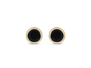 Round Black Onyx 10K Yellow Gold Stud Earrings