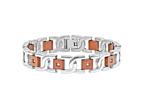 0.13CTW Diamond Two-Tone Stainless Steel Link Bracelet