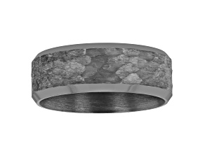 Tantalum 8MM Hammered Center Beveled Edge Band