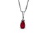 0.19ctw Pear Shaped Ruby and Round Diamond Accent Pendant 14k White Gold