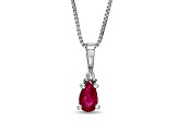 0.19ctw Pear Shaped Ruby and Round Diamond Accent Pendant 14k White Gold