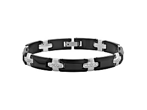 0.37ctw Diamond Two-Tone Stainless Steel and Tungsten Link Bracelet