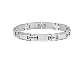 0.37ctw Diamond Tungsten and Stainless Steel High Polish Link Bracelet