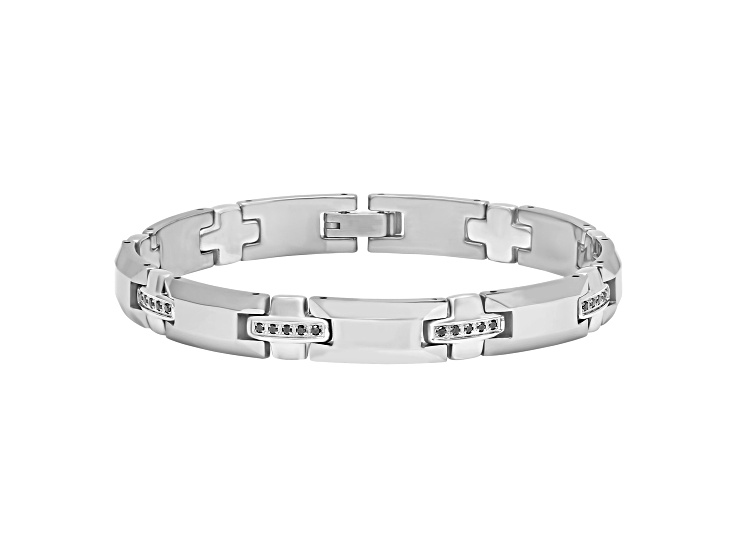0.37ctw Diamond Tungsten and Stainless Steel High Polish Link Bracelet