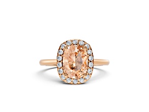 14K Rose Gold Morganite and Diamond Ring 1.33 ctw