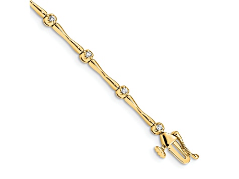 14k Yellow Gold Polished Diamond Bracelet