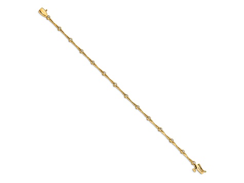 14k Yellow Gold Polished Diamond Bracelet