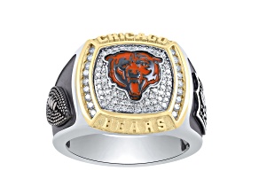 NFL True Fans Chicago Bears Ring 0.50ctw Diamonds, Sterling Silver With 10K Gold Accent
